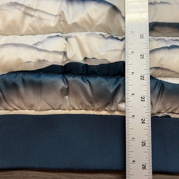 Lululemon Puffer Vest Mens Large Goose Down White Blue Hood Zip Jacket Athletic - Picture 5 of 6